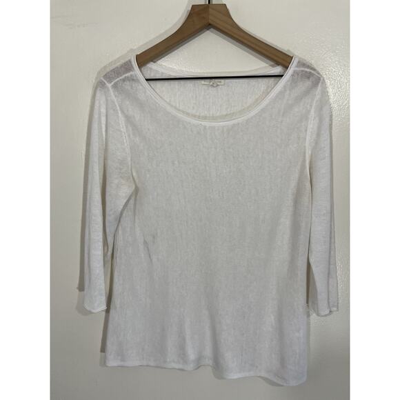 Eileen Fisher Organic Linen Boxy Top M Minimalist Coastal Lagom Capsule Luxury - Picture 1 of 15